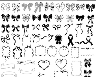 Black Bow SVG Bundle | Ribbon Bow SVG, Coquette Bow, Bow Tie SVG, Ribbon Bow Clipart | Cricut & Silhouette Digital Download