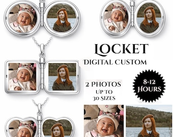 Fotos personalizadas para medallones, corazones y bolsillos redondos. Set de regalo de joyería DIY para crear recuerdos.
