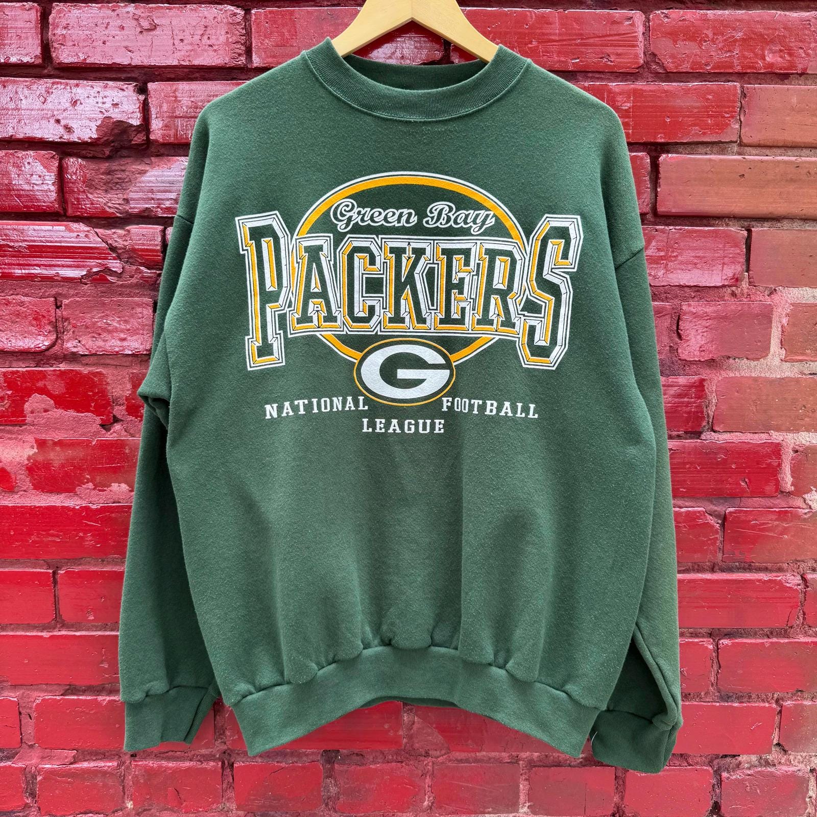 Vintage 90's Logo 7 NFL Green Bay Packers Green Yellow Crewneck Sweatshirt L