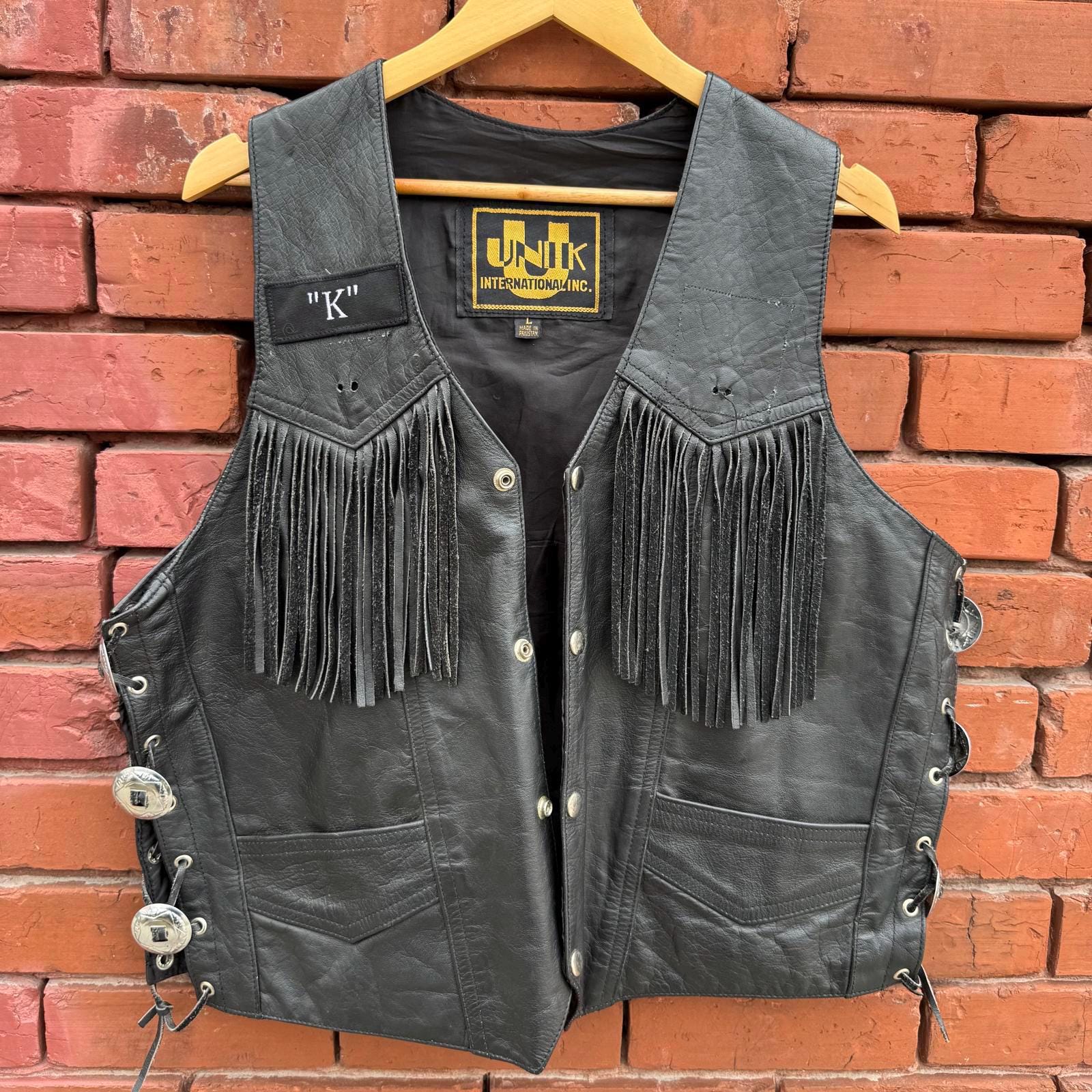 トップス NINE Fringe leather vest arcadeshops.com-