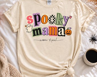 Spooky Mama Personalized Shirt with Name | Halloween Mama T-Shirt for Women | Spooky Season Children's Names | Halloween Gift for Mom