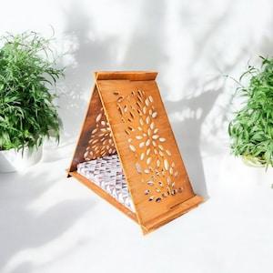 The Cozy Triangle Cat House – Modern Wooden Cat Bed, Stylish & Durable Pet Furniture, Handmade Plywood Cat Hideout for Indoor Cats