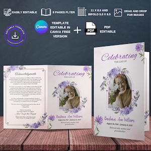 Editable Funeral Program Template: Celebration of Life (Digital Download)