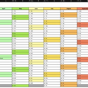 Colorful Dynamic Yearly Excel Calendar Template