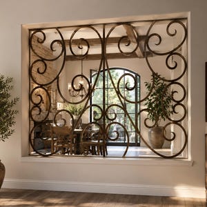 Handcrafted Wrought Iron Grille-Decorative Interior Metalwork-Room Divider Panel-Luxury Home Decor