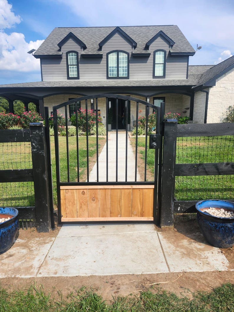 Modern Iron and Cedar Entrance Gate-wood and Metal Gate- - Etsy
