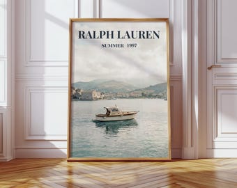 Vintage Yacht Wall Art, Old Money Coastal Poster, Ralph Lauren Style Summer Print, Luxury Nautical Decor, Digital Download