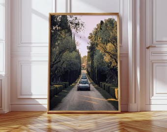 Luxury Vintage Porsche Wall Art Print – Porsche Cars on Cypress Drive, Automotive Poster for Office & Living Room Decor (Digital Download)