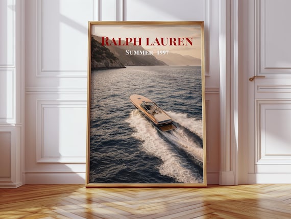 Luxury Yacht Art, Old Money Decor, Nautical Wall Art, Hamptons Wall Decor, Summer Boat Poster, Luxury Travel Art Download