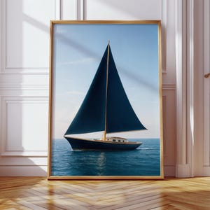 Luxury Minimalist Sailboat Wall Art Print | Nautical Yacht Poster | Coastal Hamptons Decor | Old Money Ralph Lauren Inspired Printable