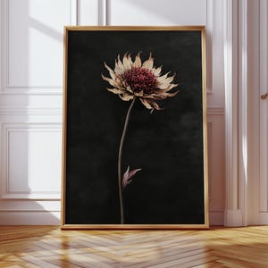 Moody Floral Printable Wall Art, Dark Botanical Print, Vintage Flower Art, Rustic Floral Decor, Dark Academia Aesthetic, Digital Download