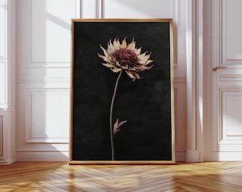 Lámina botánica de ambiente melancólico: Arte mural floral oscuro (Descarga digital)