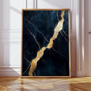 Black and Gold Marble Art Print: Abstract Texture, Modern Decor (Digital Download)