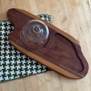 Walnut Wood Cheese Board with Glass Dome: Rustic Kitchen Serving Tray