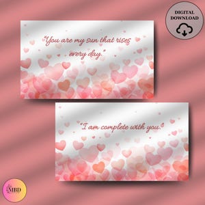 Paquete PNG PDF, regalo de San Valentín, 10 tarjetas de regalo con forma de corazón, tarjeta de descarga instantánea, regalo digital romántico, citas de amor, declaración de amor