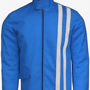 Elvis Presley Speedway Rockstar Jacket - Popstar Presley Special Comeback Cotton White Stripes Jacket Steve Grayson Cotton Biker Jacket Men