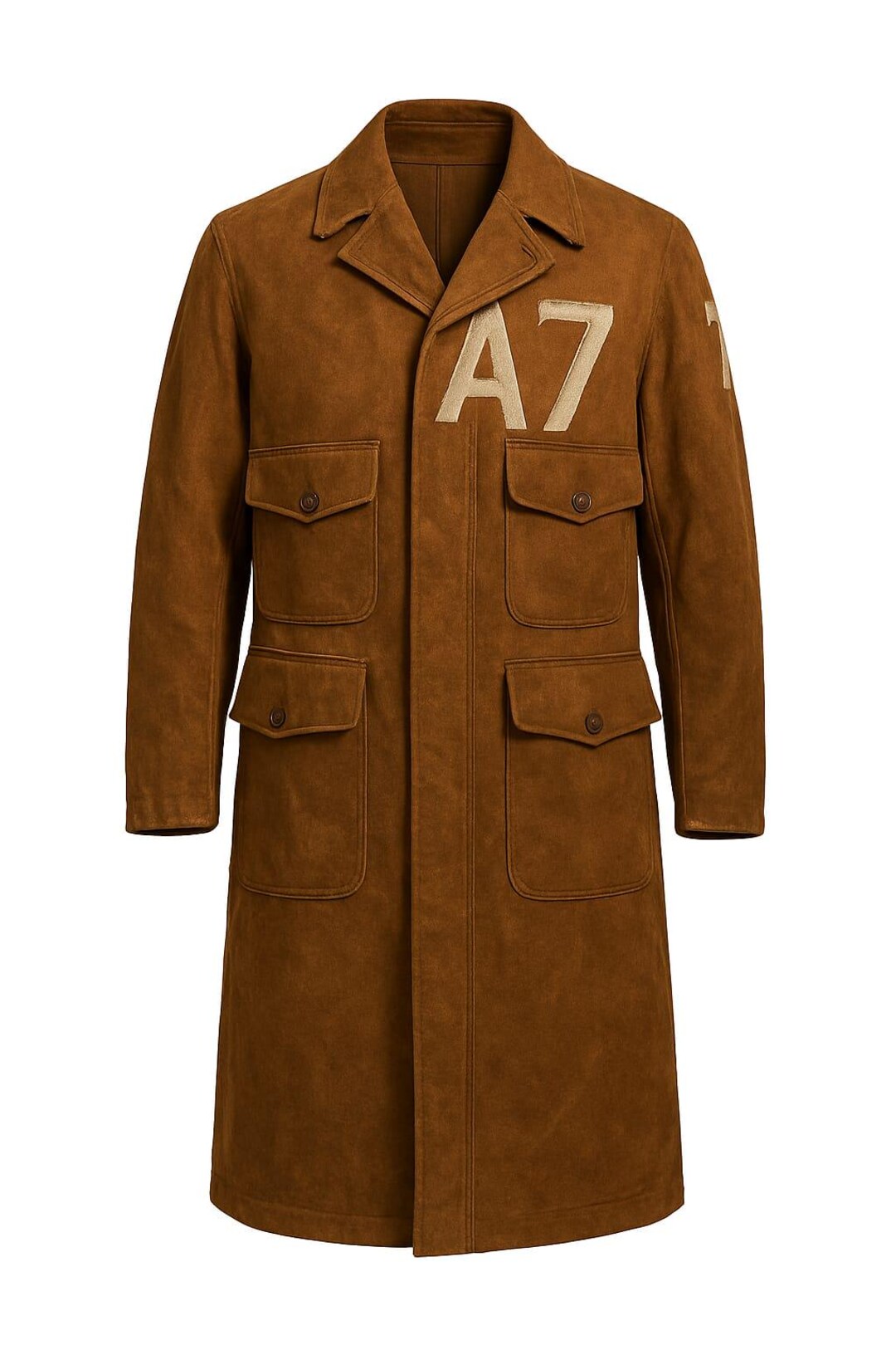 A7 Vegas NCR Veteran Ranger Armor Brown Suede Leather Duster Coat ...