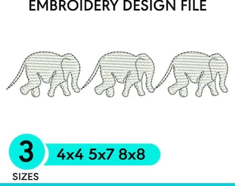 Elephant Embroidery Design, Machine Embroidery Design, Elephant Pattern, Safari Animal Embroidery for Kids & Nursery, PES DST JEF