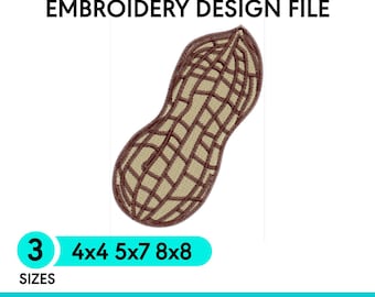 Peanut Food Icon Embroidery Design (Digital Download, Multiple Formats)