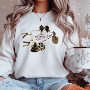 Diseño de Bordado Tigers Cheer, Megáfono Espíritu Escolar, Cheerleading Pep Rally Camiseta, Descarga Instantánea