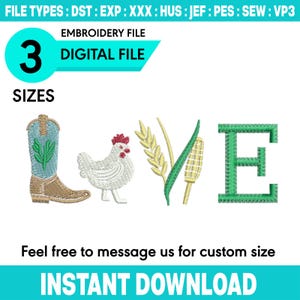 Farm leven borduurontwerp boeren shirt farm meisje cadeau kippen liefhebber decor machine borduurbestand direct downloaden