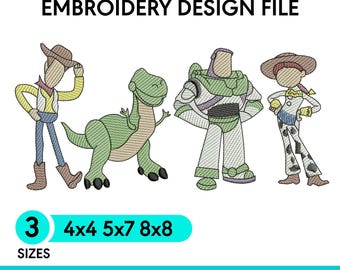 Toy Story Embroidery Design, Cartoon Character Pattern, DST PES JEF Files, Kids Shirts, Hats, Gifts & Sewing Projects, Instant Download