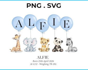 Personalize Birthday Design PNG,Baby Animal Birthday Design, Safari Animal PNG,Baby Shower Shirt Design, Nursery Decor,SVG instant download