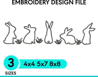 Rabbit Embroidery Design, Machine Embroidery Design, Bunny Pattern, Cute Rabbit Embroidery for Kids & Nursery, PES DST JEF Instant Download