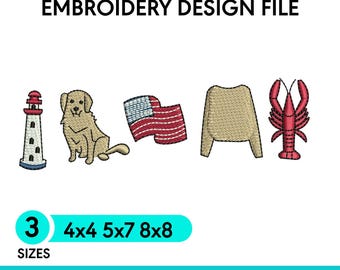 USA Flag & Dog Embroidery Design, Patriotic 4th of July (Digital Download - pes, dst, exp, jef, vp3, hus, xxx, sew files)
