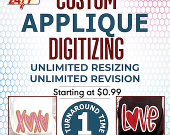 Custom Applique Digitizing Service | Embroidery Logo DST PES EMB | Hat Shirt Jacket Patch Embroidery File