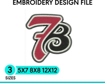 7B Embroidery Design: Bold Script Logo (Digital Download)
