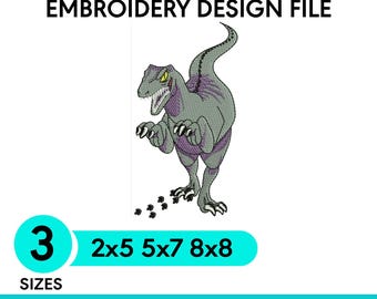 Dinosaur Embroidery Design, Machine Embroidery Design, T Rex Pattern, Cute Dinosaur Embroidery for Kids, PES DST JEF Instant Download