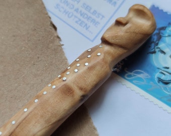 Brieföffner aus Olivenholz & Sterlingsilber – handgefertigt – individuelles Geschenk – nachhaltiges Holz