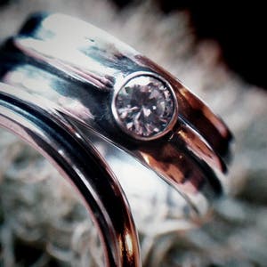 Unserem Weg zur Ewigkeit" Silber Trauringe, Hochzeit Ringe