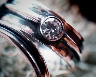 Unserem Weg zur Ewigkeit" Silber Trauringe, Hochzeit Ringe
