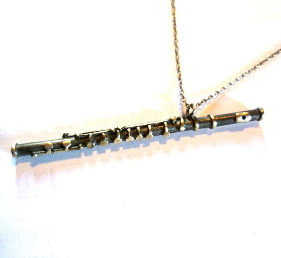Querflöte Kettenanhanger massiv Sterling Silber 925 ct