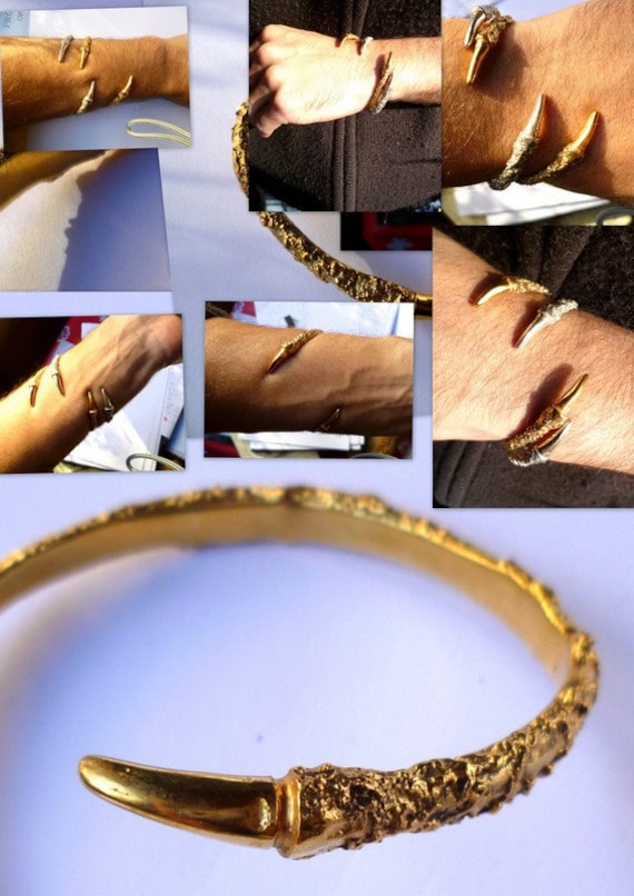 Vogel Kralle Armreif massive Bronze, vergoldet-versilbert oder antik Schwarz Oxidiert.