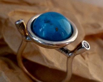 kharma turquoise  silver ring