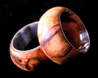 olive wood wedding rings