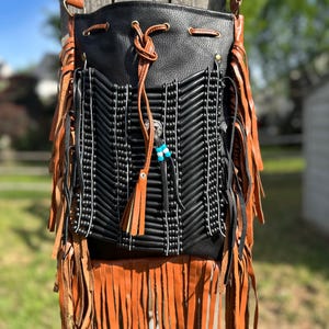Handmade Leather fringe Crossbody Purse Western Style Cowhide Tote Shoulder Bag for Women&#39;s Boho Festival Bag Gift