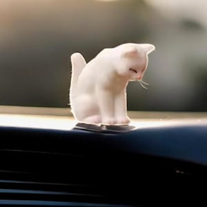 Mini White Cat Car Dashboard Decor - Car Mirror Dashboard Ornament ,Kawaii Car Decor, Aesthetic Car Accessory, Cat Lover Gifts,Car Decor