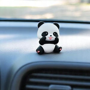 Ceramic Panda Car Ornament: Kawaii Dashboard Decor