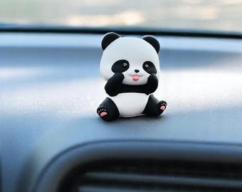 Ceramic Panda Car Ornament: Kawaii Dashboard Decor