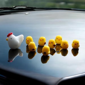 Kawaii Chicken & Chicks Car Dashboard Decor - Farmhouse Ornament