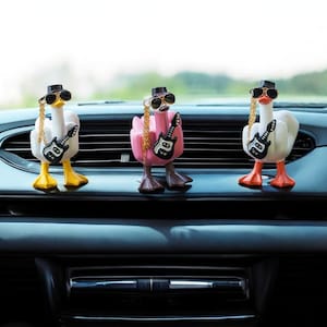 Rock Duck Figurine Car Dashboard Decor -Car Mirror Dashboard Ornament |   Kawaii Car Decor | Car Accessory | Rockstar Duck | Cool gift