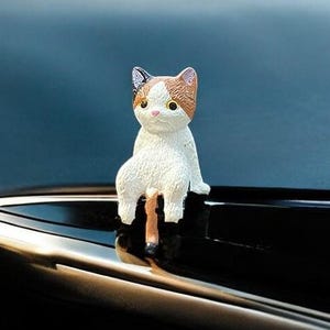 4 Style Cat Car Mirror Decor - Car ornament ,  Cute Mini Cat , Gift For Car Lover , Kawaii Car Interior Decor, Handmade Car Accessory