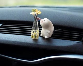 Cute Mini Rabbit Figurine Car Dashboard Decor | Cute Standing Car Ornament | Kawaii Car Interior Decoration | Gift for Her |Car Accessories