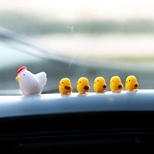 Kawaii Chicken & Chicks Car Dashboard Decor - Farmhouse Ornament
