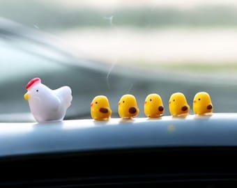 Mini Chicken & Chicks Car Dashboard Decor– Kawaii car interior Decor,Car Dashboard Ornament, gift for her, cute car accessories, car charm