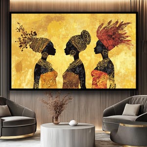 Extra Large African Wall Art : African Canvas Print, Tribal Art, Afro Home Design, Large Framed Art, Luxury Wall Art